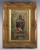 Hermann David Corrodi (Italian 1844-1905) - ‘At the window’, oil on panel, signed and inscribed '