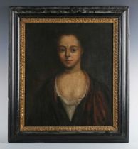 Circle of Michael Dahl (Swedish 1656-1743) - Head and shoulders portrait of a young woman, oil on