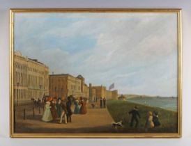 British School (19th century) - Distant view of the Chain Pier, Brighton, from Brunswick Terrace,