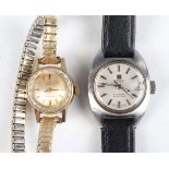 An Omega Ladymatic gilt metal fronted and steel backed lady's wristwatch, case diameter 1.7cm, on