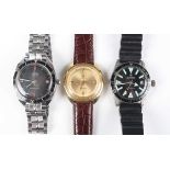 A Vulcain steel backed gentleman's diver's wristwatch with signed and jewelled manual wind movement,