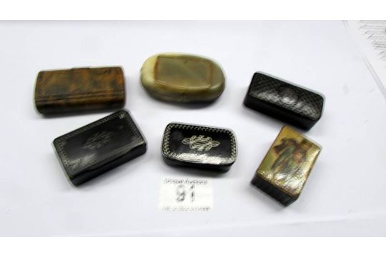 Six 19th century snuff boxes. - Image 1 of 7