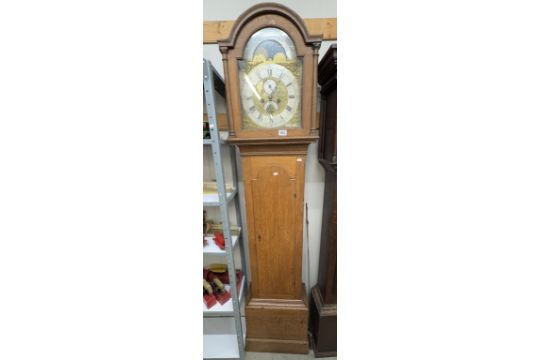 A 19th century brass face, silvered chapter ring 8 day long case clock - Image 1 of 2