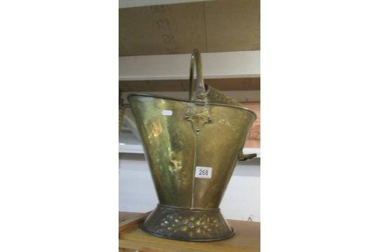 A good old brass helmet shaped coal scuttle. - Image 2 of 4