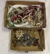 Two trays of costume jewellery, some good other for spare or repair.