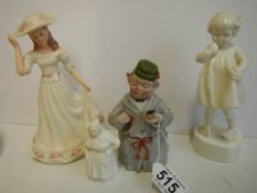 Four old figures including Gentleman in smoking cap, child, female etc.,