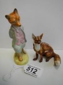 A Royal Albert Beatrix Potter Foxy Whiskered Gentleman C1989 and another fox figure.