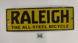 A retro Raleigh The All Steel Bicycle enamel sign 30cm x 10cm