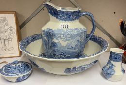A blue & white jug & bowl etc.