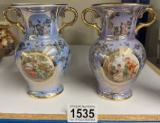 2 Dresden lustre vases
