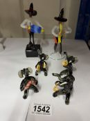 2 Murano glass figures & a glass elephant music band (1 elephant A/F)