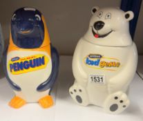 A McVities Penguin biscuit barrel & McVities iced gems Polar Bear buscuit barrel