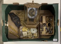 A box of clock parts, radio valves & brass fittings