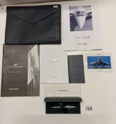 A Concorde folder with gift items & cross pen in case