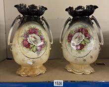 A pair of Victorian/Edwardian floral vases