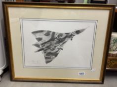 Aviation Art Studio Lincoln framed and glazed picture of an Auro Vulcan B Mk2 XH558.