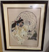 A framed and glazed 'Earth Dancer Dream Web' tapestry by Margaret Butler 1998.