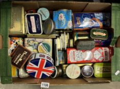 A box of collectors tins
