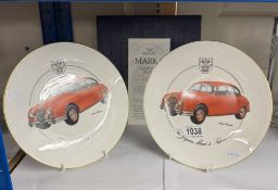 2 Royal Worcester Jaguar Mark 2 Saloon plates by Ken Rush (1 boxed)
