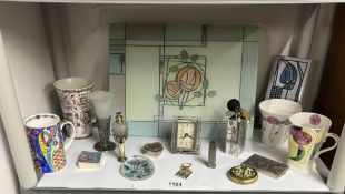 A quantity of Art Nouveau Macintosh style items including pillboxes etc