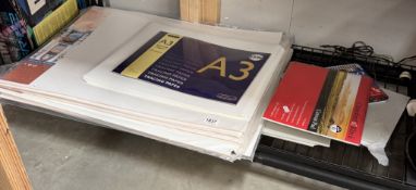 A quantity of artists materials including boards, pads, colour pencils etc