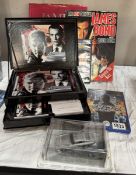 A quantity of James Bond DVDs, books & A dice & card game gift set
