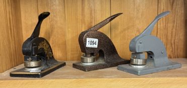 3 Hand operated paper embossing machines