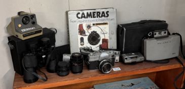 A quantity of cameras, binoculars & A book about cameras
