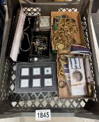 A good selection of vintage costume jewellery including Egyptian themed pendants, replica medals