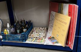 A quantity of sealed canvas boards & a mix of paint / pens etc