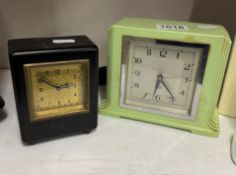 An art deco Smith's electric clock and another clock.