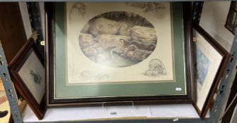 3 Framed & Glazed animal prints, one large print (Nigel Hemming 189 of 850), One smaller snow