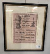 A Framed & glazed Victorian advertisement flyer