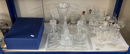 A dressing table set, 6 wine glasses, decanter, boxed P&O, set of champagne flutes etc