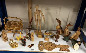 A quantity of wooden animals etc