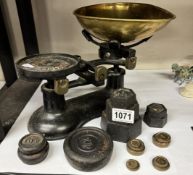 A Victor England scales & quantity of weights