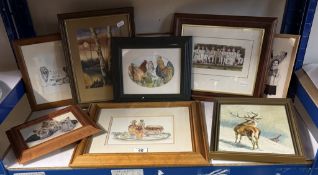 A mixed lot of pictures etc