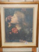 A framed and glazed study of a young lady.