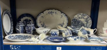 A mixed lot of blue and white pottery etc