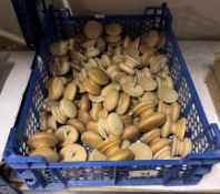 A box of pine door/drawer knobs