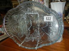 A good early embossed tinted blue tray.