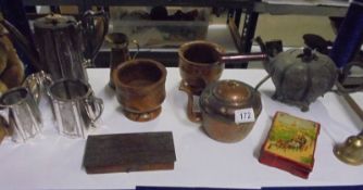 A mixed lot of metalware including copper, silver plate etc.,