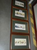 A set of four French framed and glazed novelty prints of animals.