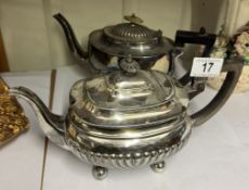 2 Edwardian silver plated teapots