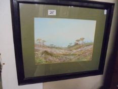 An early to mid 20th century painting of moorland heather.