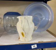 A good lot of art glass including jug and large bowl
