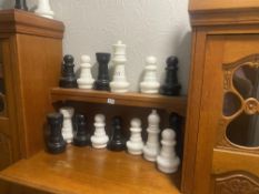A small plastic chess set