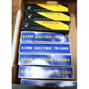 O/O-27 scale Gauge K.Line Model Railway. 2 different series , - 3x D&LW Coal & Lumber Log Cars. Plus