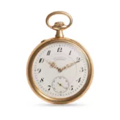 A GENTLEMAN'S SIZE 14K SOLID GOLD A. LANGE & SOHNE GLASHUTTE POCKET WATCH CIRCA 1900, WHITE ENAMEL