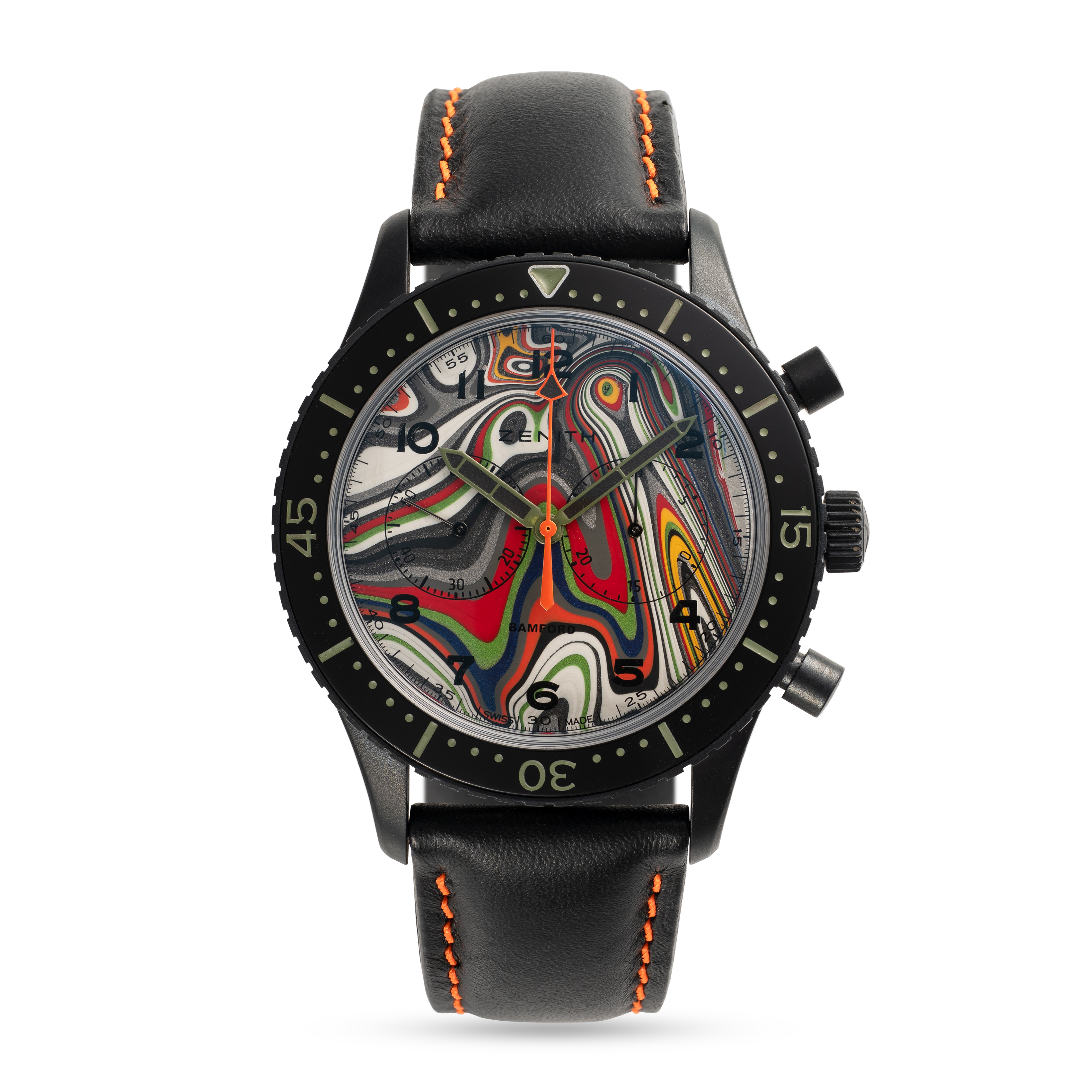 A RARE GENTLEMAN'S SIZE PVD COATED STAINLESS STEEL BAMFORD X BLACK BADGER ZENITH CHRONOMETRO TIPO CP - Image 2 of 8